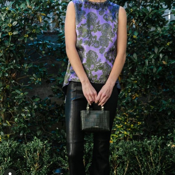 Noble 31 Merrick Silk Purple Floral Brocade Gathered Back Tunic Top S - Picture 3 of 9